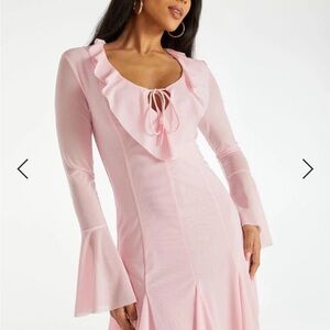 Elegant Pink Ruffle Dress